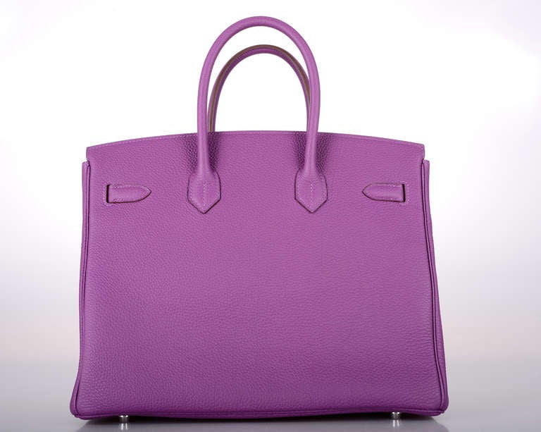 BEST COLOR ! HERMES BIRKIN BAG 35cm ANEMONE WITH PALL HARDWARE For Sale 2