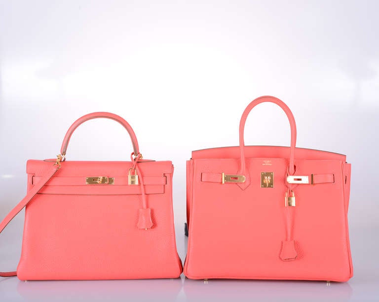 AMAZING.. HERMES KELLY BAG 35cm ROSE JAIPUR GOLD HARDWARE MUST GET! 4