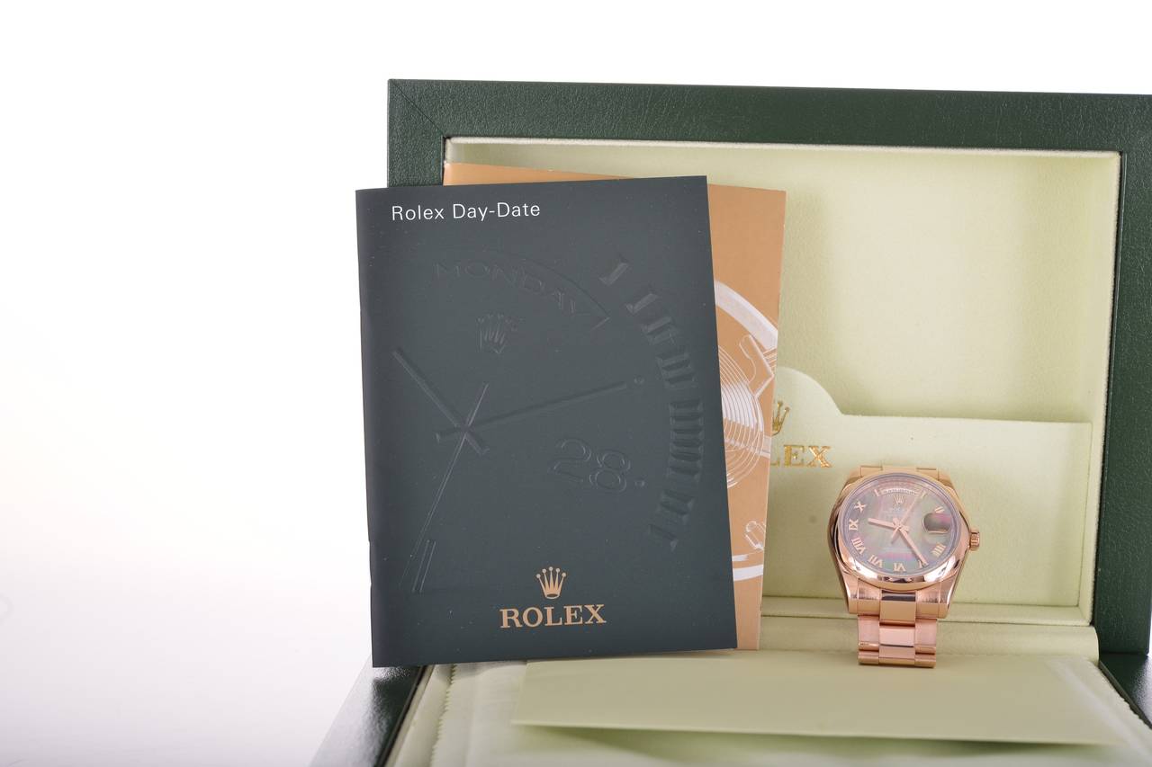 Rolex Lady's Rose Gold President Day-Date Diamond Dial Wristwatch Ref 118205 For Sale 3