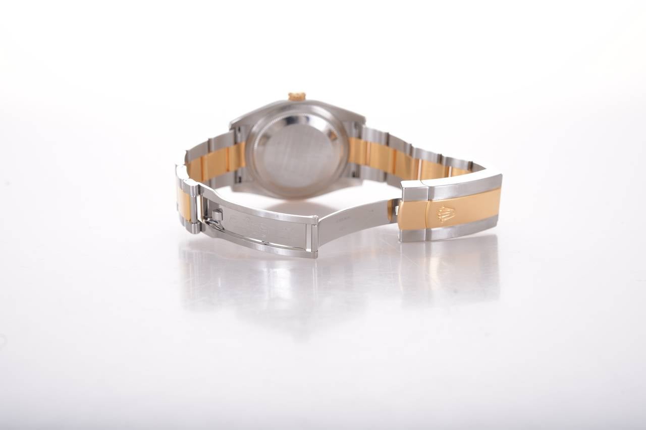 Rolex Yellow Gold Stainless Steel Rare Datejust Diamond Bezel Wristwatch For Sale 2