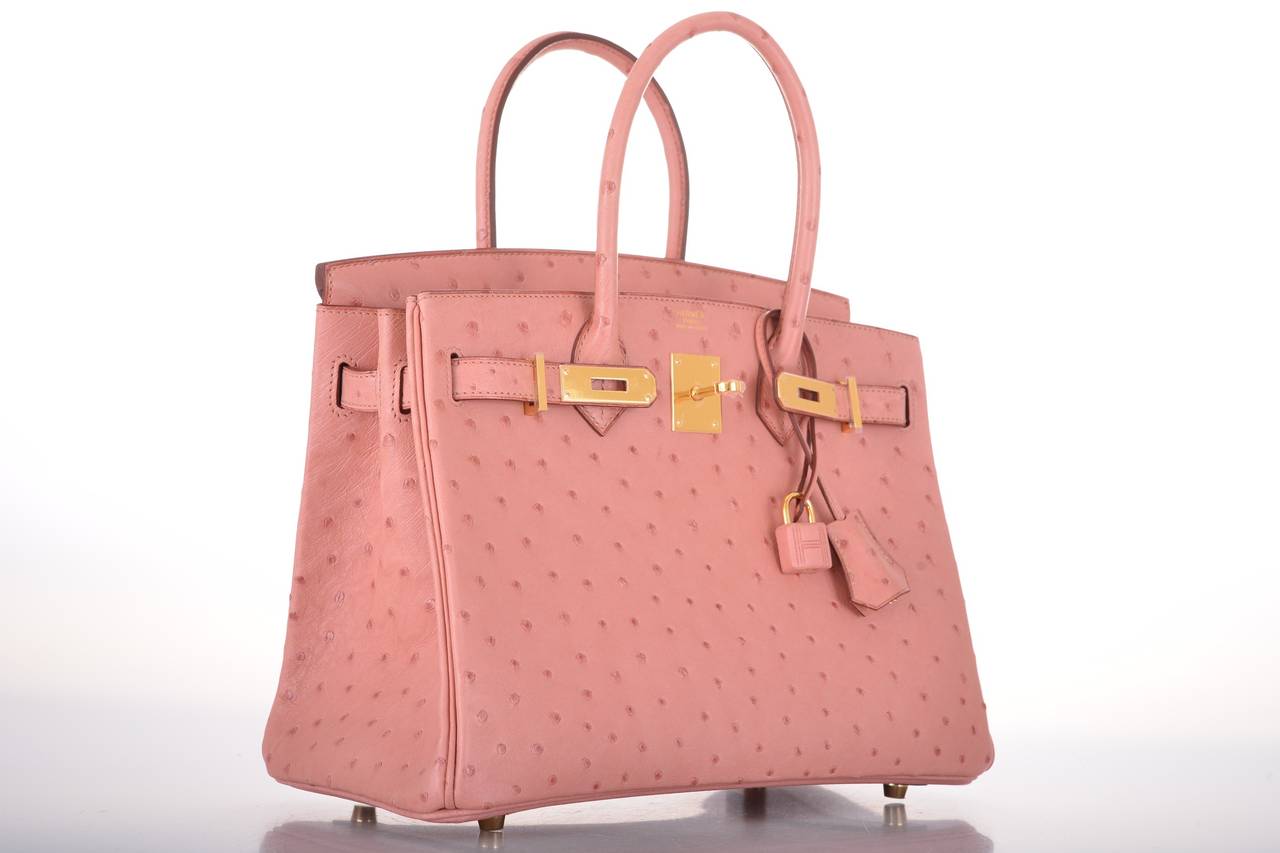 HERMES BIRKIN BAG 30cm OSTRICH TERRE CUITIE PINK GOLD HARDWARE ...  
