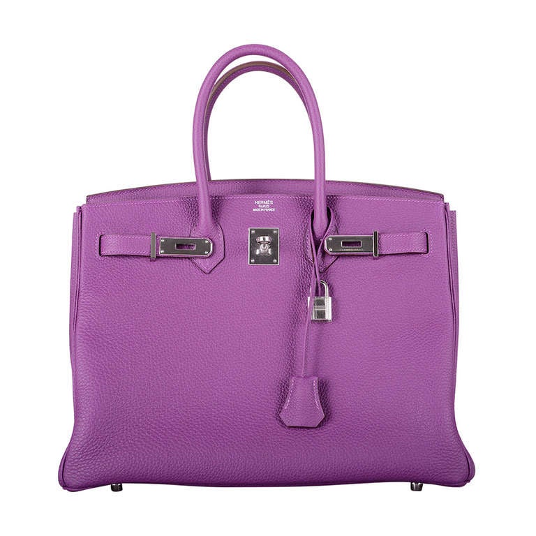 BEST COLOR ! HERMES BIRKIN BAG 35cm ANEMONE WITH PALL HARDWARE For Sale