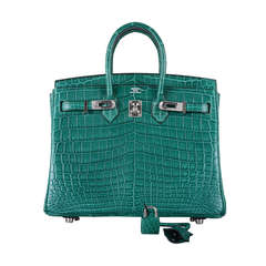 GEM HERMES BIRKIN BAG 25cm EMERALD GREEN MALACHITE PALL HARDWARE