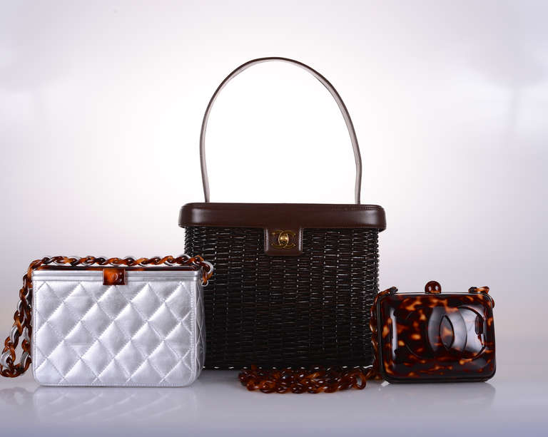 HAMPTONS MUST CHANEL VINTAGE Bag SUPER RARE WICKER & LEATHER 1