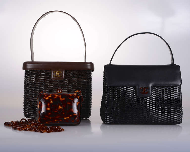 HAMPTONS MUST CHANEL VINTAGE Bag SUPER RARE WICKER & LEATHER 2