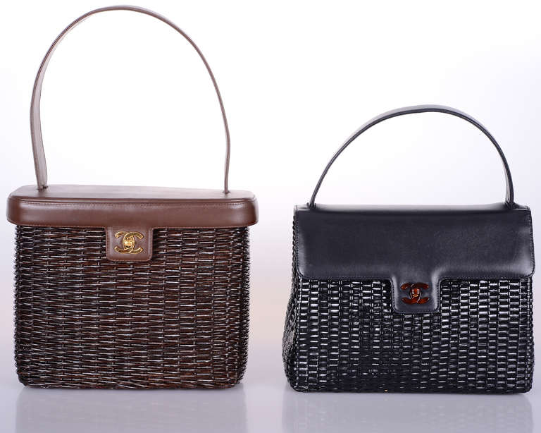 HAMPTONS MUST CHANEL VINTAGE Bag SUPER RARE WICKER & LEATHER 3