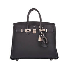 HERMES BIRKIN BAG 25CM BLACK PALLADIUM HARDWARE JaneFinds