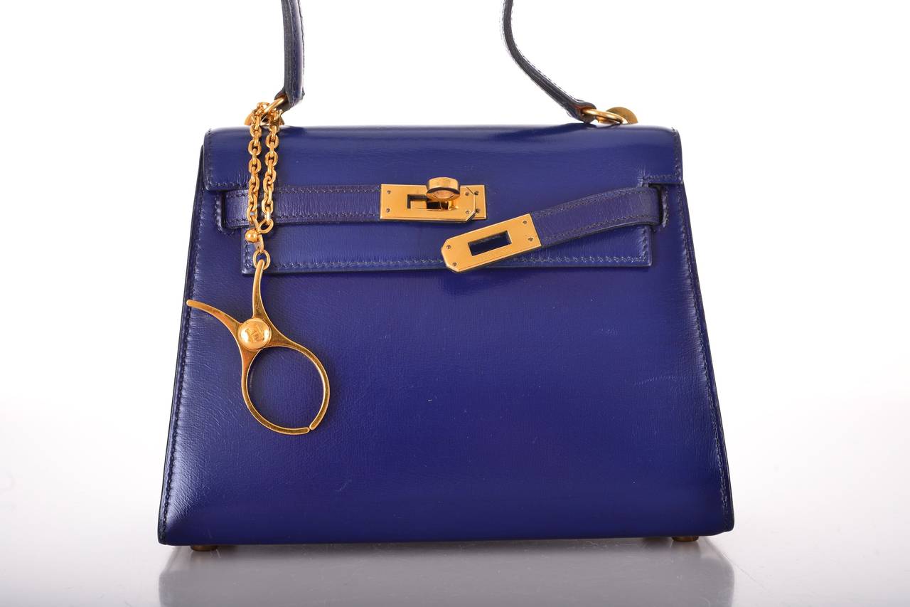 HERMES KELLY 20cm SAPPHIRE KELLY CLUTCH POCHETTE VINTAGE JaneFinds ...  