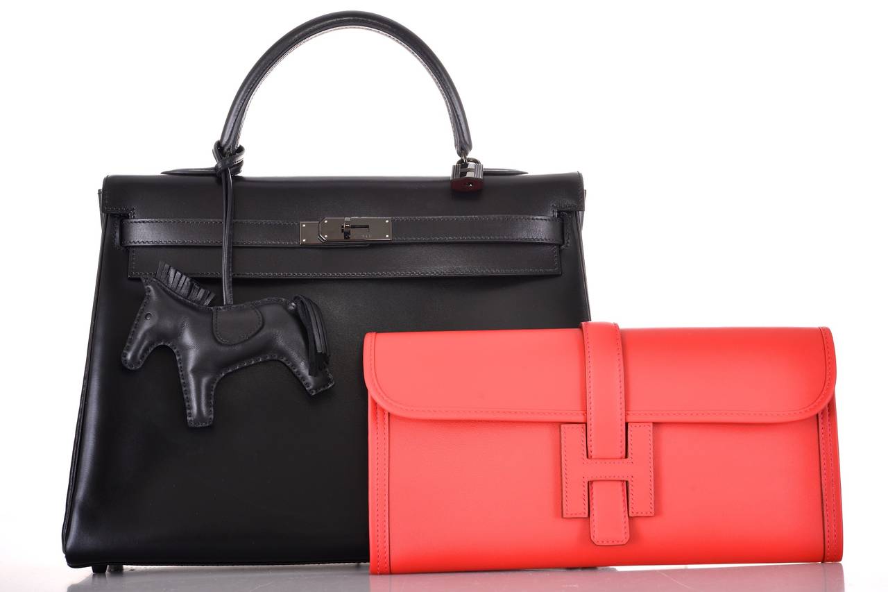 HERMES JIGE ELAN 29CM SWIFT RED VERMILLION STUNNING CLUTCH ...  