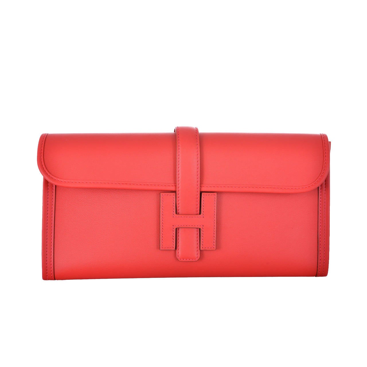 HERMES JIGE ELAN 29CM SWIFT RED VERMILLION STUNNING CLUTCH ...