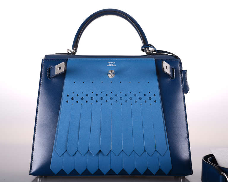 Blue HERMES KELLY 28cm GOLF BOX LEATHER BLUE DE PRUSSE BLEU DE GALICE JaneFinds