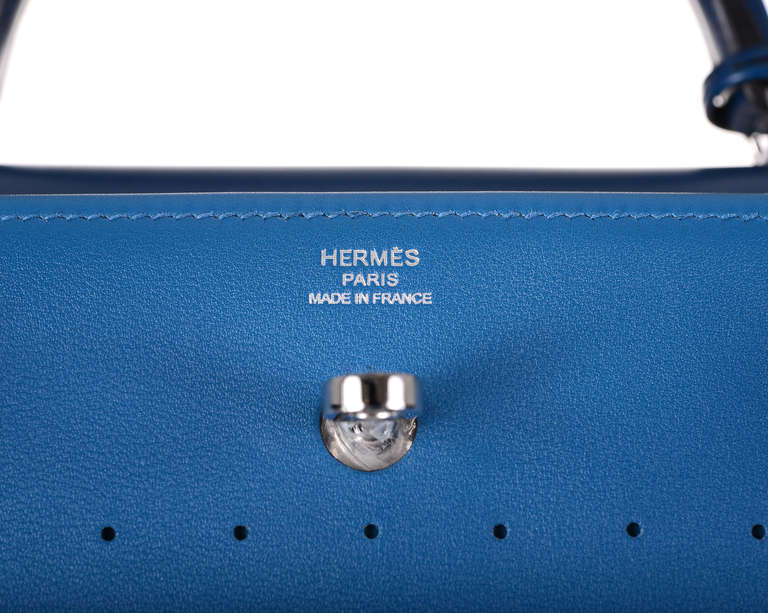 HERMES KELLY 28cm GOLF BOX LEATHER BLUE DE PRUSSE BLEU DE GALICE JaneFinds In New Condition In NYC Tri-State/Miami, NY