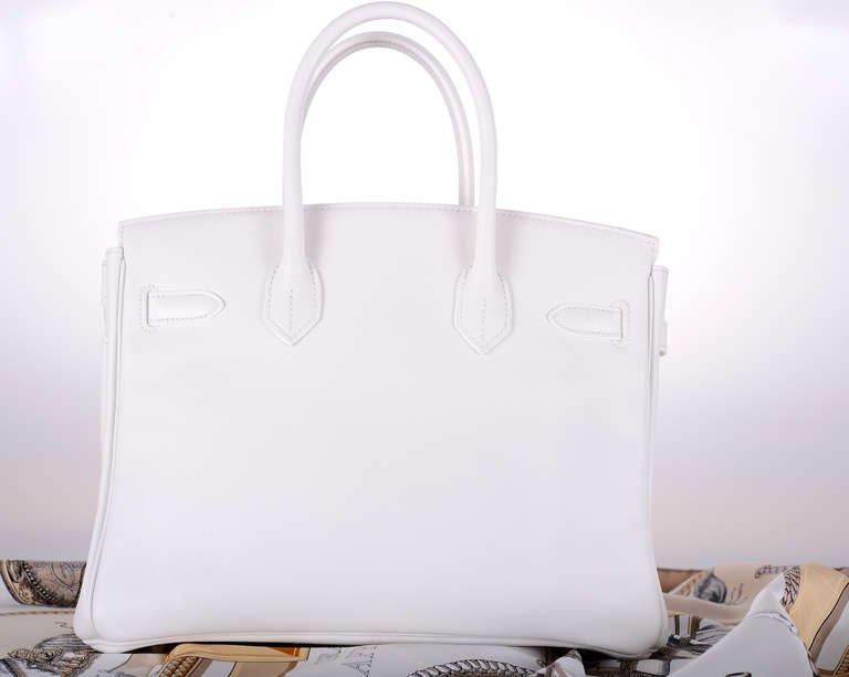Women's YUMMY HERMES BIRKIN BAG WHITE 30cm SWIFT LEATHER PHW