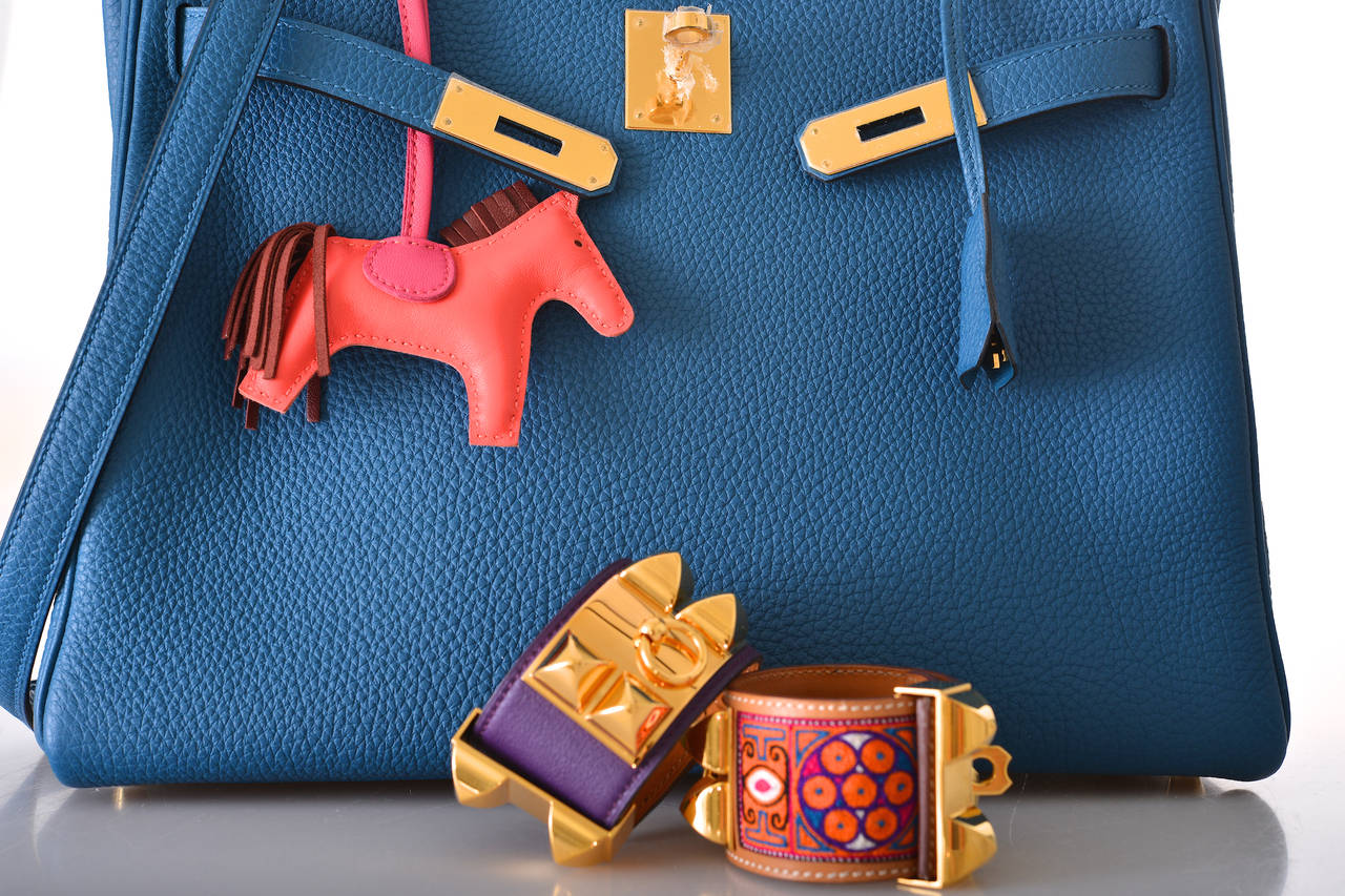 HERMES KELLY BAG 32CM BLUE DE GALICE WITH GOLD LEATHER JaneFinds ...