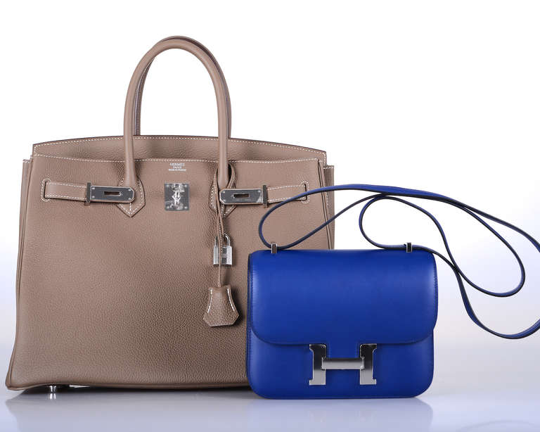 As always, another one of my fab finds! Hermes new size Constance Elan 18cm. THE INCREDIBLE SAPPHIRE! Comfy longer strap that is perfect on the shoulder and cross body wear!

This bag is brand new with original box and accessories.

**Note:
