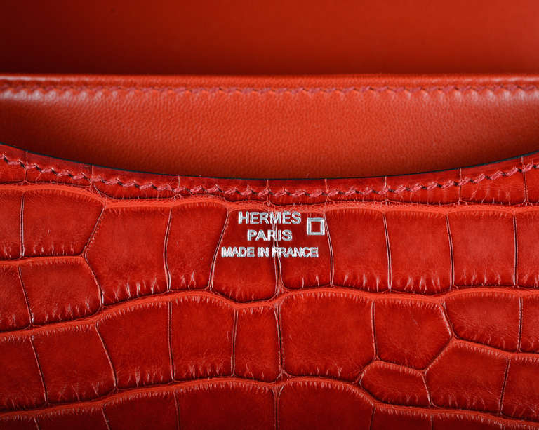 HERMES CONSTANCE BAG ALLIGATOR 18cm ROUGE H WITH PALL HARDWARE JaneFinds 2