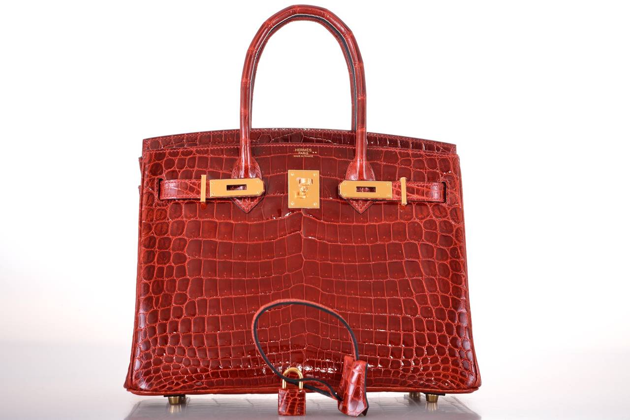 HERMES BIRKIN BAG 30CM ROUGE H CROCODILE GHW JaneFinds In New Condition For Sale In NYC Tri-State/Miami, NY