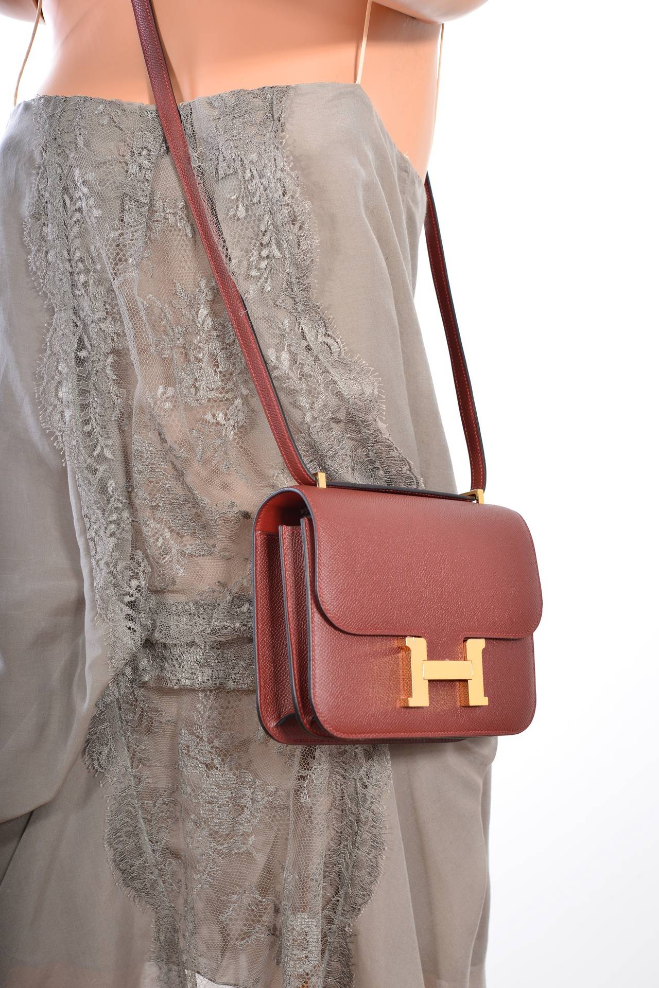 HERMES CONSTANCE 18CM ROUGE H WITH GOLD HARDWARE AMAZING COLOR ...  