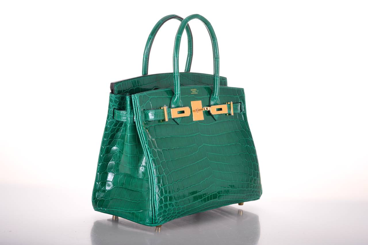 Birkin 30 crocodile handbag Hermès Green in Crocodile - 15788973