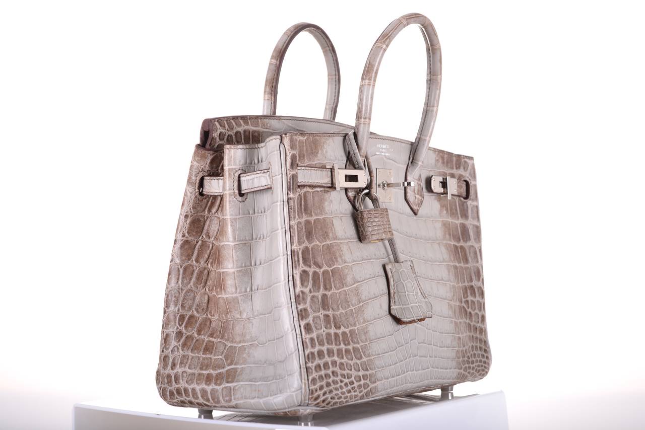 HERMES BIRKIN BAG 25CM HIMALAYAN GREY CROCODILE TREAT YOURSELF JaneFinds In Excellent Condition In NYC Tri-State/Miami, NY