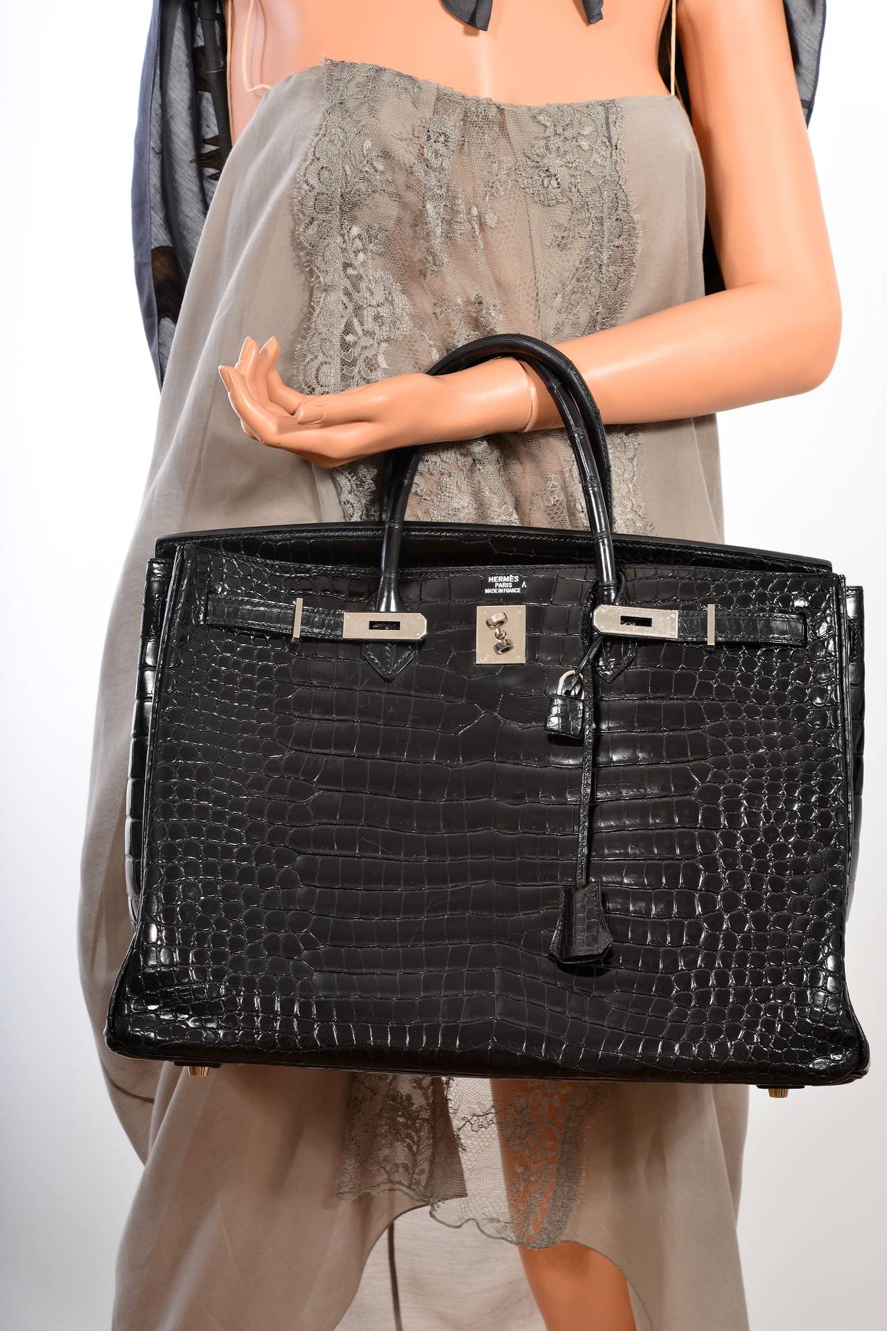 hermes black alligator kelly bag  