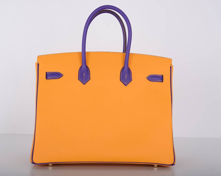 Women's MUST C Hermes BIRKIN Special Order HSS 35cm JAUNE / VIOLET GHW