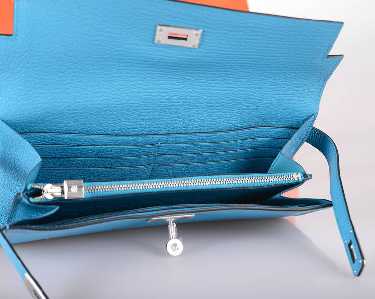 hermes look alike - NEW HERMES KELLY LONGUE WALLET TURQUOISE Clutch CHEVRE LEATHER at ...