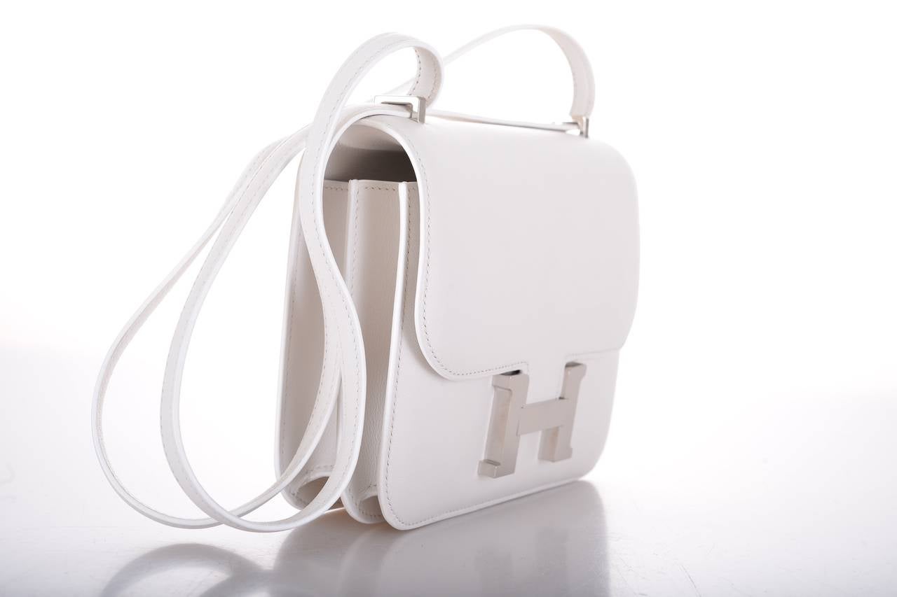 HERMES CONSTANCE 18CM WHITE WITH PALLADIUM HARDWARE STUNNING COLOR JaneFinds 1