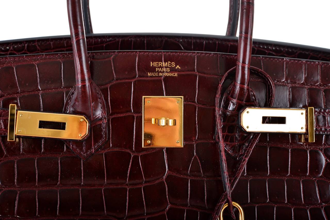 HERMES BIRKIN BAG 35cm BORDEAUX CROCODILE GOLD HARDWARE BNIB JaneFinds 3