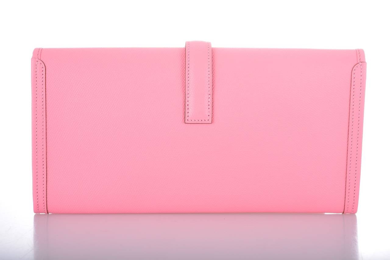 HERMES JIGE ELAN 29CM ROSE CONFETTI STUNNING CLUTCH JaneFinds at 1stDibs