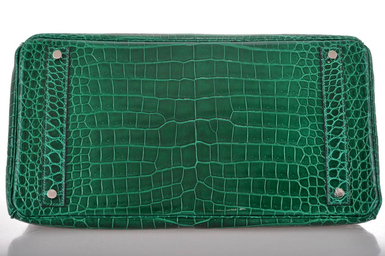 HERMES BIRKIN BAG 40CM EMERALD GREEN CROCODILE (vert Émeraude) PHW JaneFinds For Sale 1