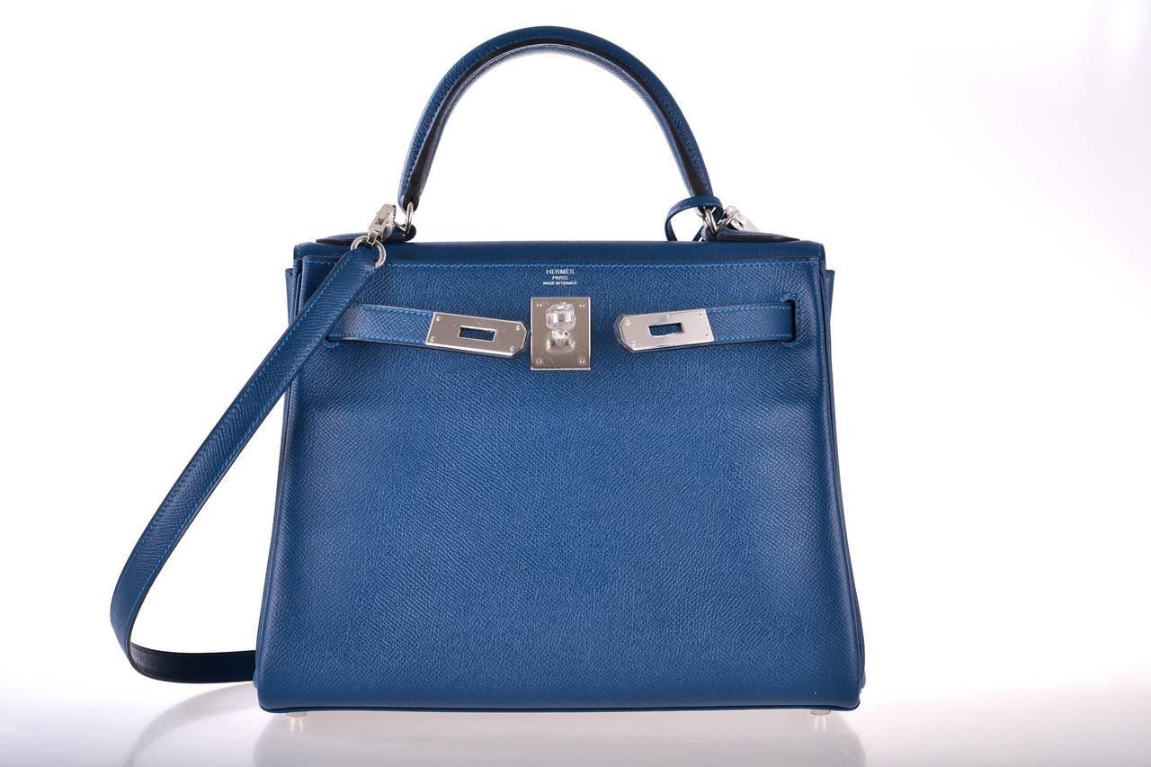 As always, another one of my fab finds! Hermes Kelly 28Cm. The color is STUNNING BLUE THALASSA. This color is extremely hard to find, especially in epsom leather. 
THIS BEAUTY IS BRAND NEW. JUST PURCHASED! TREAT YOURSELF! YOU DESERVE IT!
JaneFinds