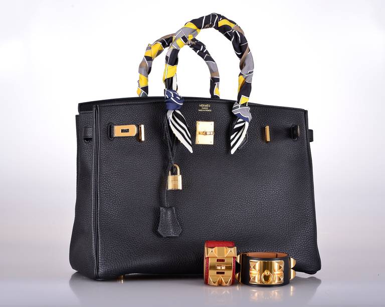 Women's HERMES BIRKIN BAG 35cm BLACK WITH GOLD HARDWARE JaneFinds