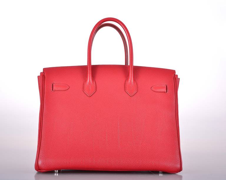 PRE-LOVED HERMES BIRKIN BAG 35cm ROUGE GARANCE RED FABULOSITY TOGO In Excellent Condition In NYC Tri-State/Miami, NY