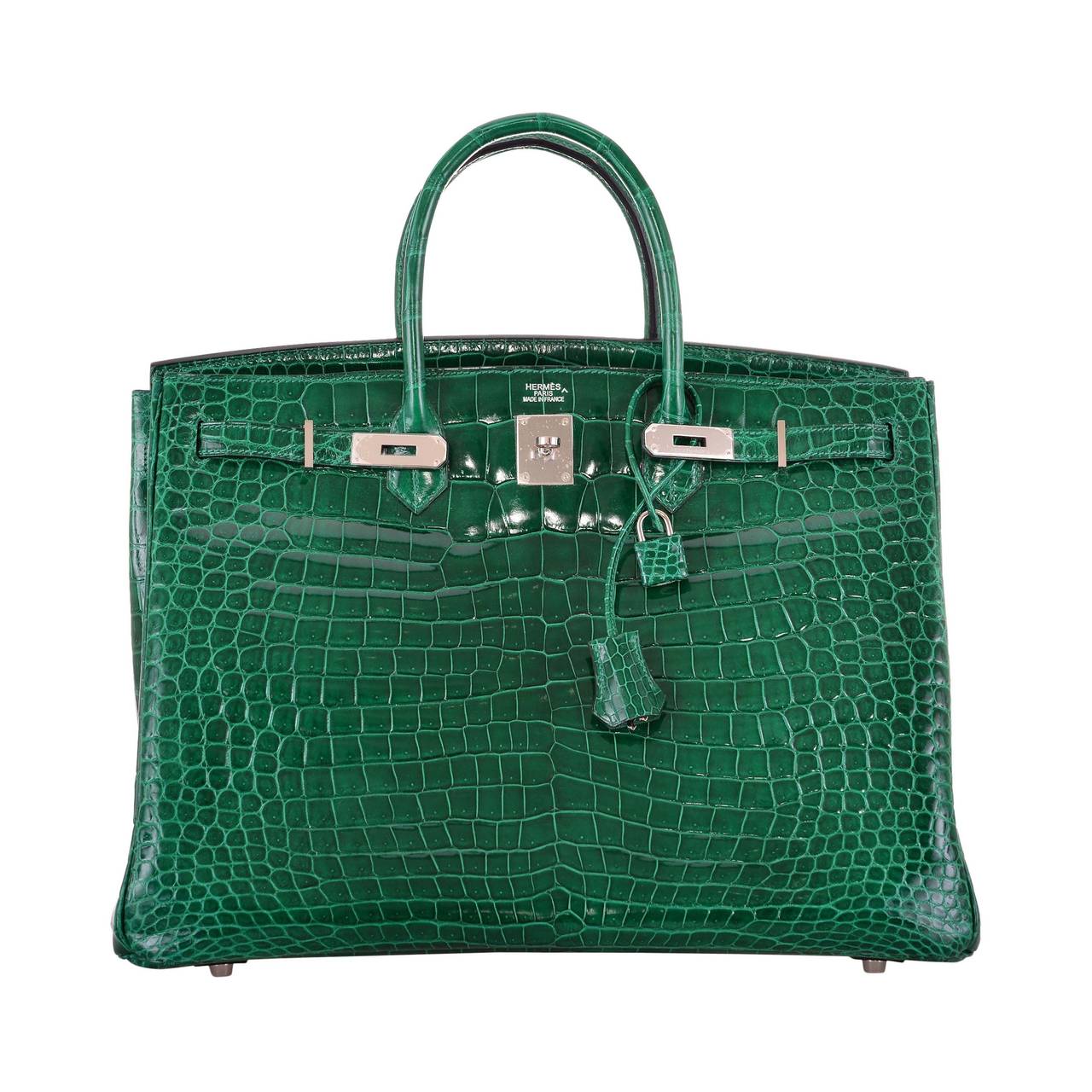 HERMES BIRKIN BAG 40CM EMERALD GREEN CROCODILE (vert Émeraude) PHW JaneFinds For Sale