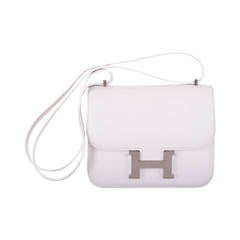 HERMES CONSTANCE 18CM WHITE WITH PALLADIUM HARDWARE STUNNING COLOR JaneFinds