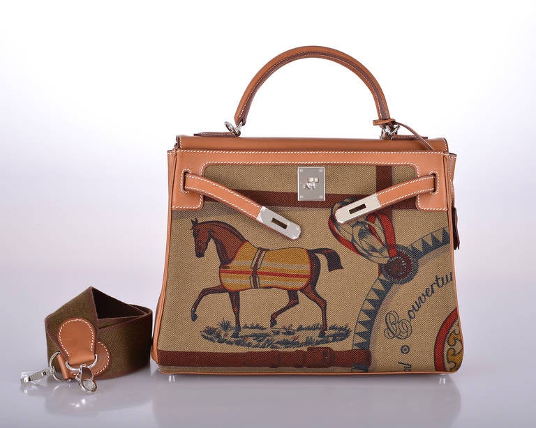 HERmès KELLY BAG 32cm AMAZONE BARENIA / TOILE HORSE PRINT 1