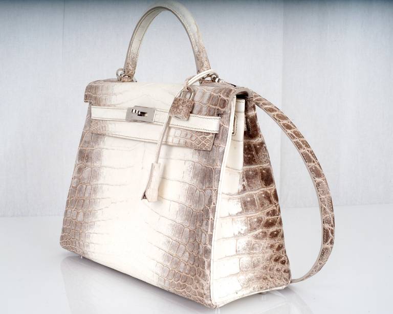 WOWZA! HERMES KELLY BAG 32cm HIMALAYAN WHITE CROCODILE TREAT ...  