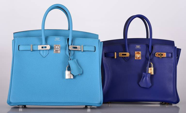 MUST! HERMES BIRKIN BAG 25cm TURQUOISE TOGO PALL HARDWARE 1