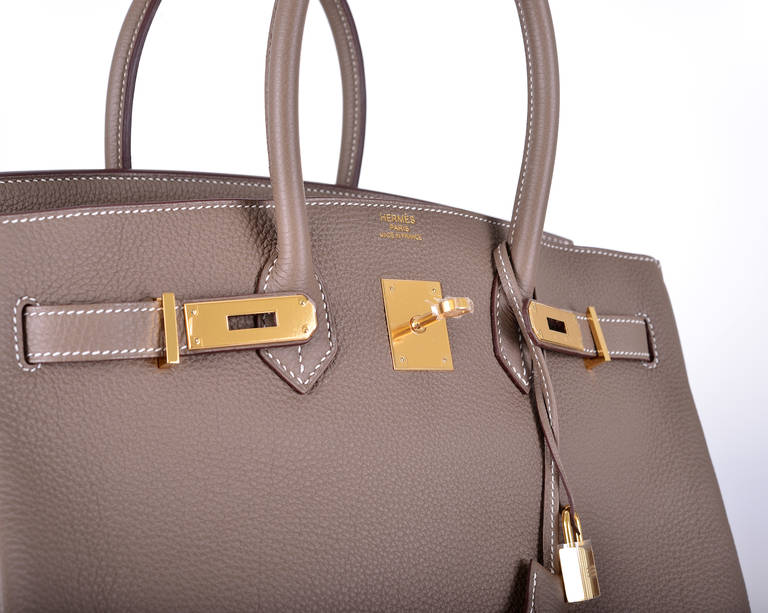 Gray Hermes Birkin Etoupe 35 Gold Hardware Amazing Combo! JaneFinds For Sale