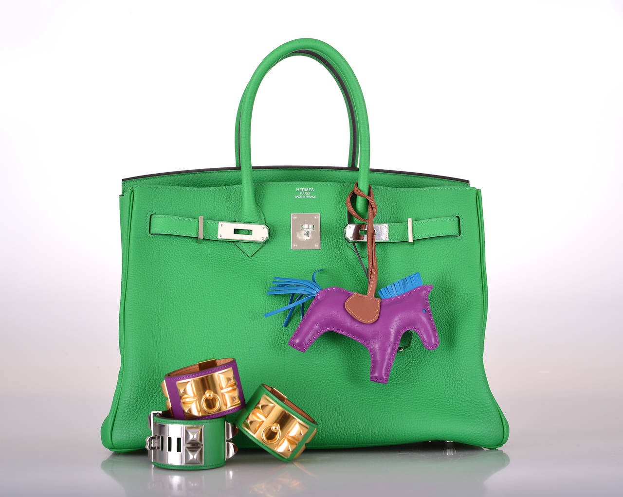 HERMES BIRKIN BAG 35CM BAMBOU BAMBOO GREEN PALLADIUM HARDWARE ON JaneFinds In New Condition In NYC Tri-State/Miami, NY