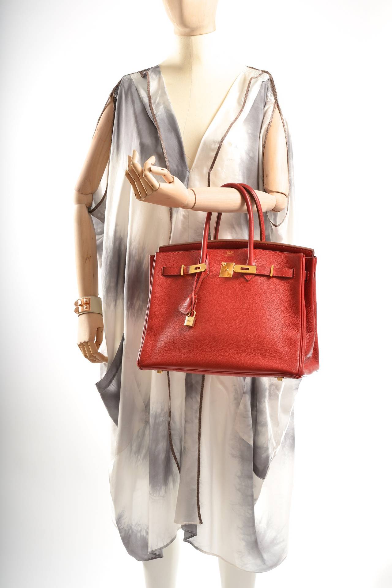 HERMES BIRKIN BAG 35CM ROUGE VIF WITH GOLD HARDWARE JaneFinds 6