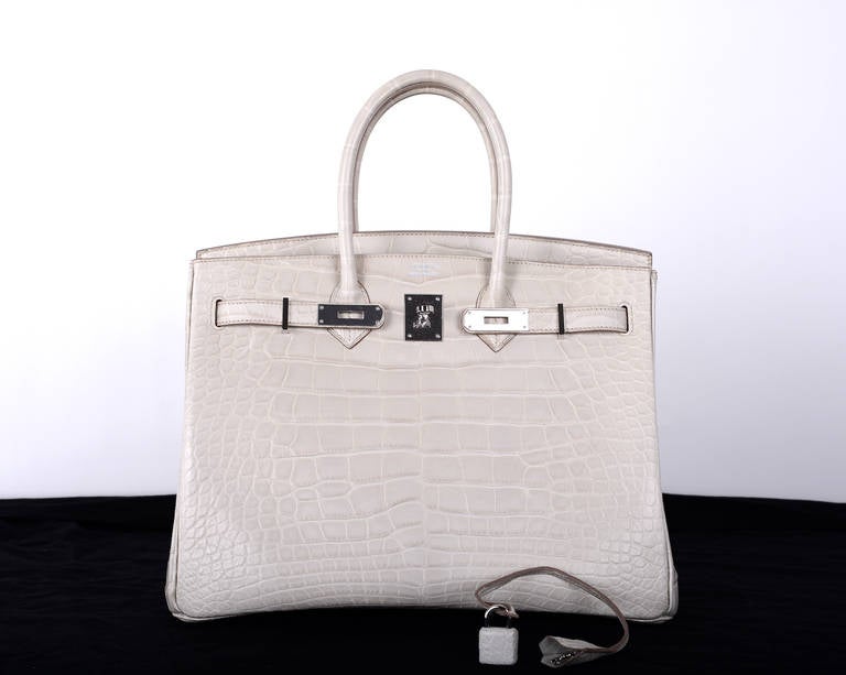 Women's HERMES BIRKIN BAG 35cm BETON MATTE ALLIGATOR WITH PALLADIUM HARDWARE JaneFinds