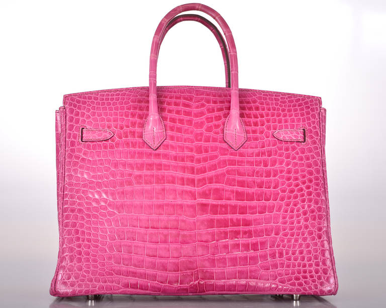 Women's HERMES BIRKIN BAG 35cm ROSE TYRIEN CROCODILE POROSUS JaneFinds