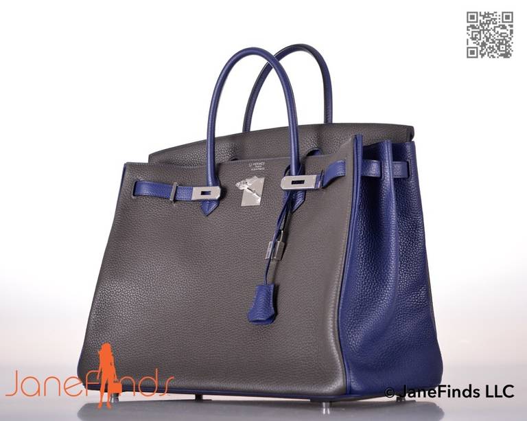 HERMES BIRKIN BAG 40cm 2 TONE SPECIAL ORDER GRAPHITE & SAPPHIRE JaneFinds 4