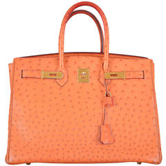 GORGE HERMES BIRKIN BAG 35cm OSTRICH ORANGE GOLD HARDWARE IMPOSSIBLE TO GET!