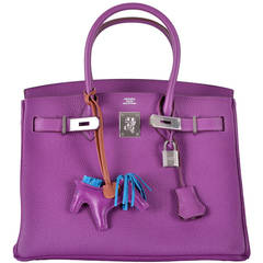 HERMES BIRKIN BAG 35cm ANEMONE WITH PALL HARDWARE JaneFinds