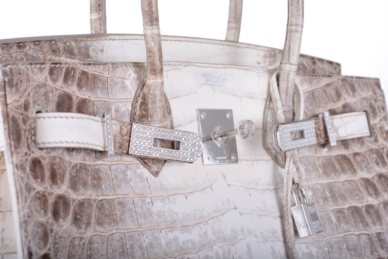 Rare New Hermès Birkin 30 Himalaya handbag in white Nile Crocodile leather,  SHW at 1stDibs