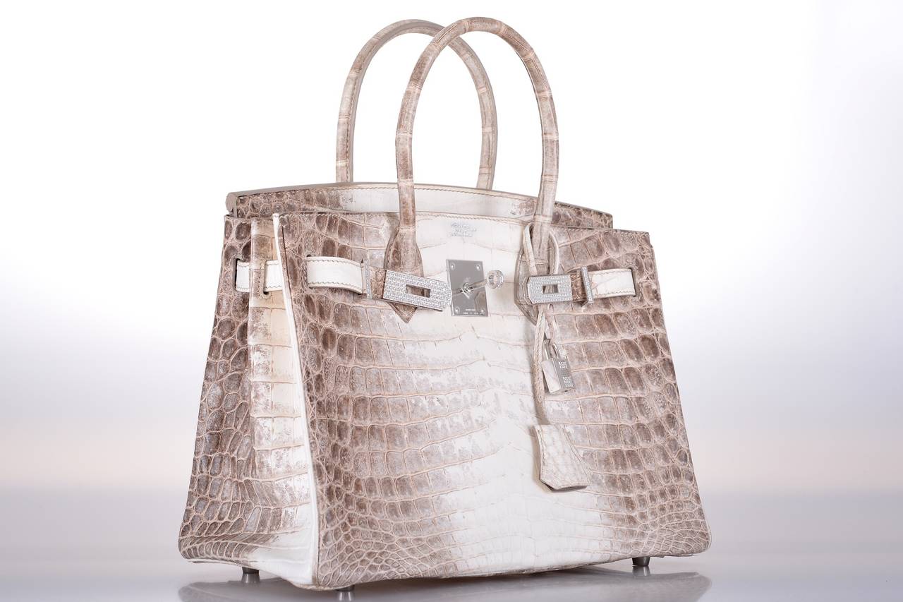 HERMES BIRKIN BAG 30cm MATTE HIMALAYAN CROCODILE 18K and DIAMOND JaneFinds at 1stdibs