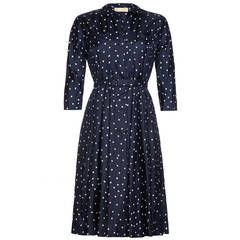1950s Navy Silk Heart Dress